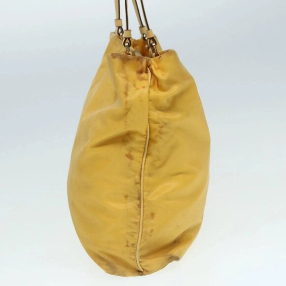 PRADA Tote Bag Nylon Yellow Gold Auth 87177 - Picture 4 of 16